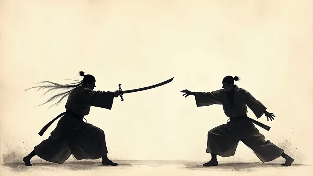Dojo Background with ambient light. In foreground the text "40+?" good readable and fitting properly to the whole image