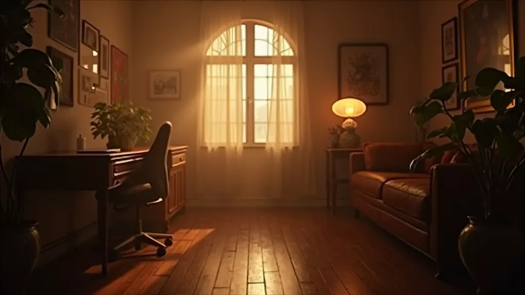 A focused man in his early 40s practicing a martial arts partner drill indoors, calm dojo setting with warm ambient light, medium shot, both practitioners in relaxed stances maintaining wrist contact, photorealistic, no dramatic action, quiet concentration.
